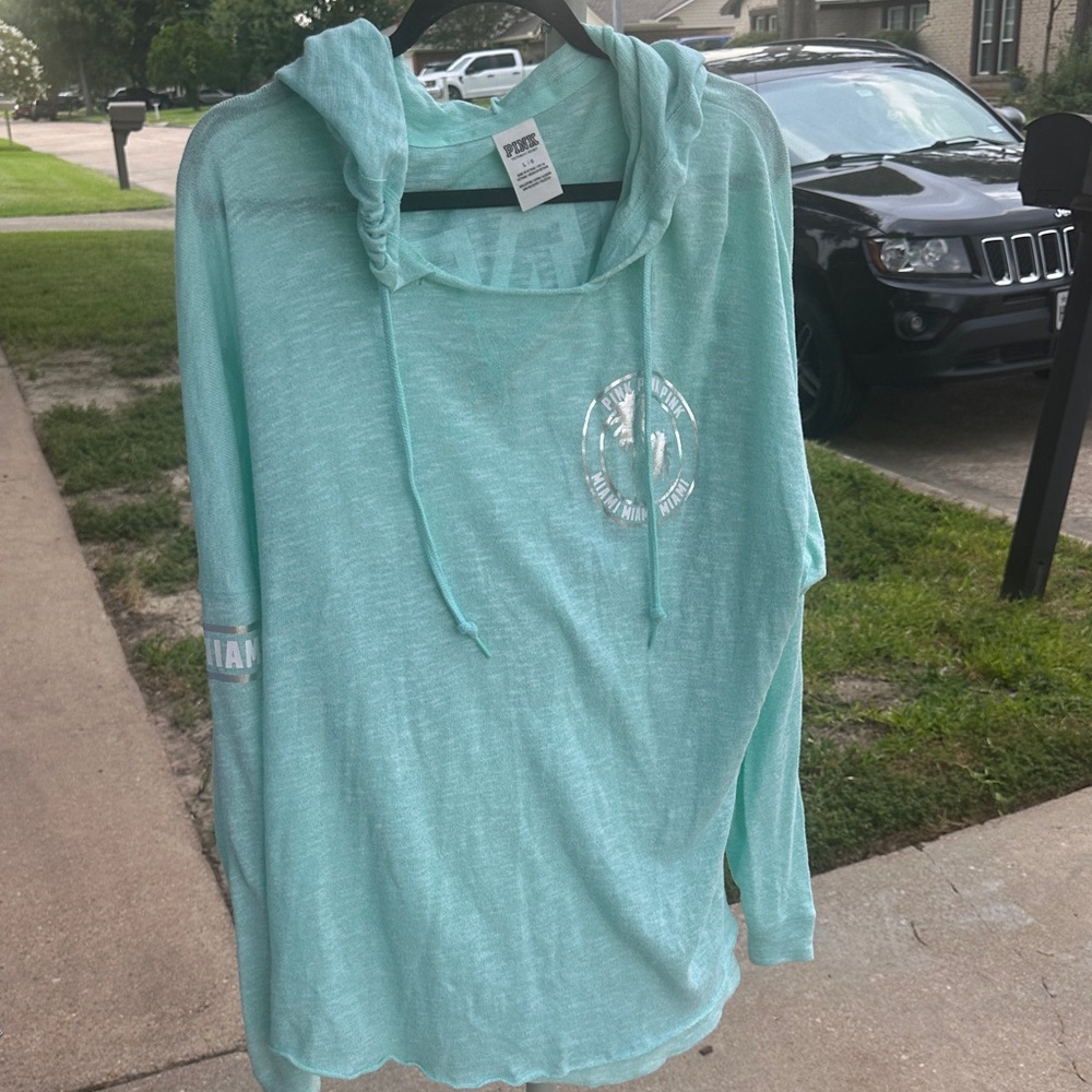 PINK Victoria's Secret Mint Sweatshirt with Silver Logo